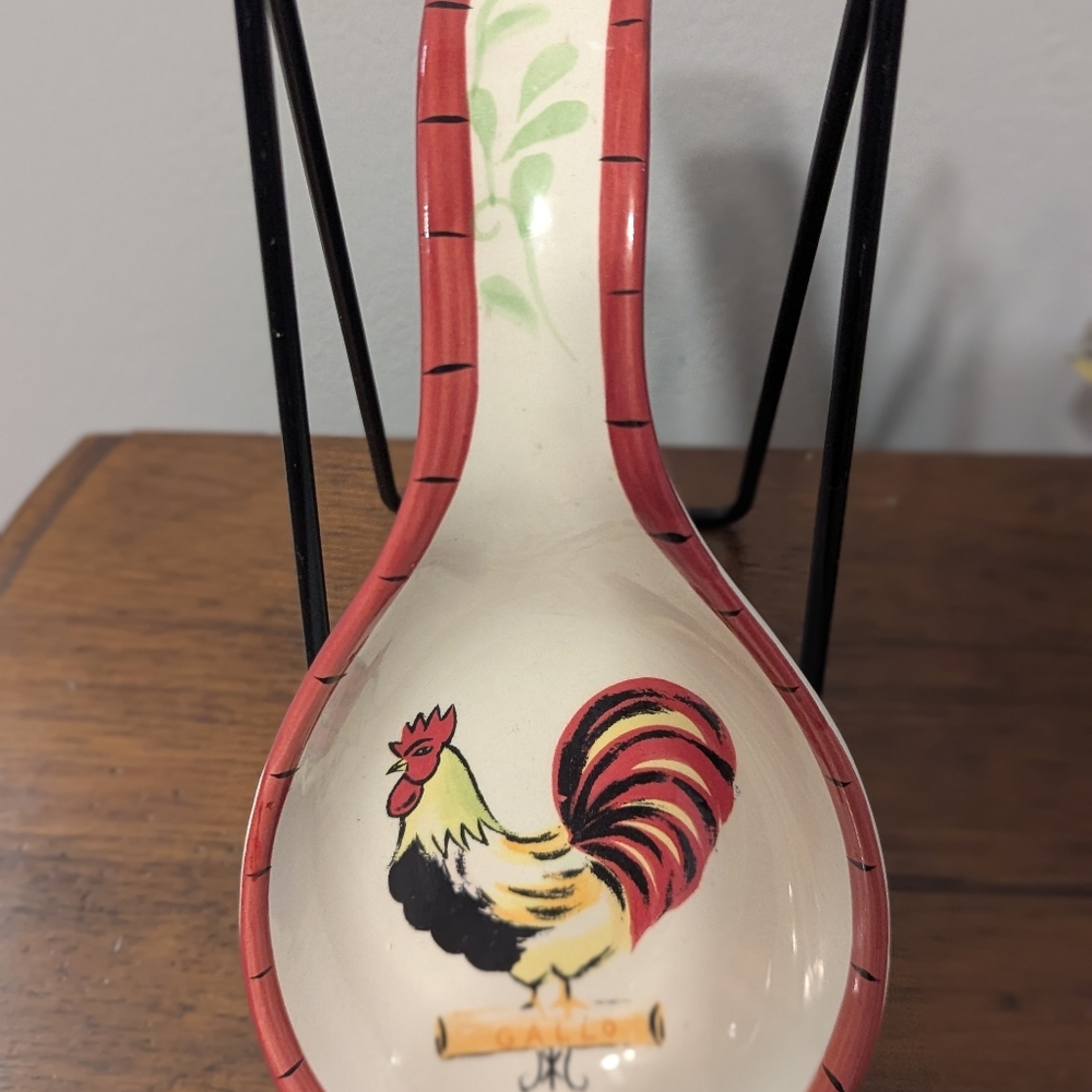 Vintage Hand Painted&Hand Crafted Rooster Spoon Rest